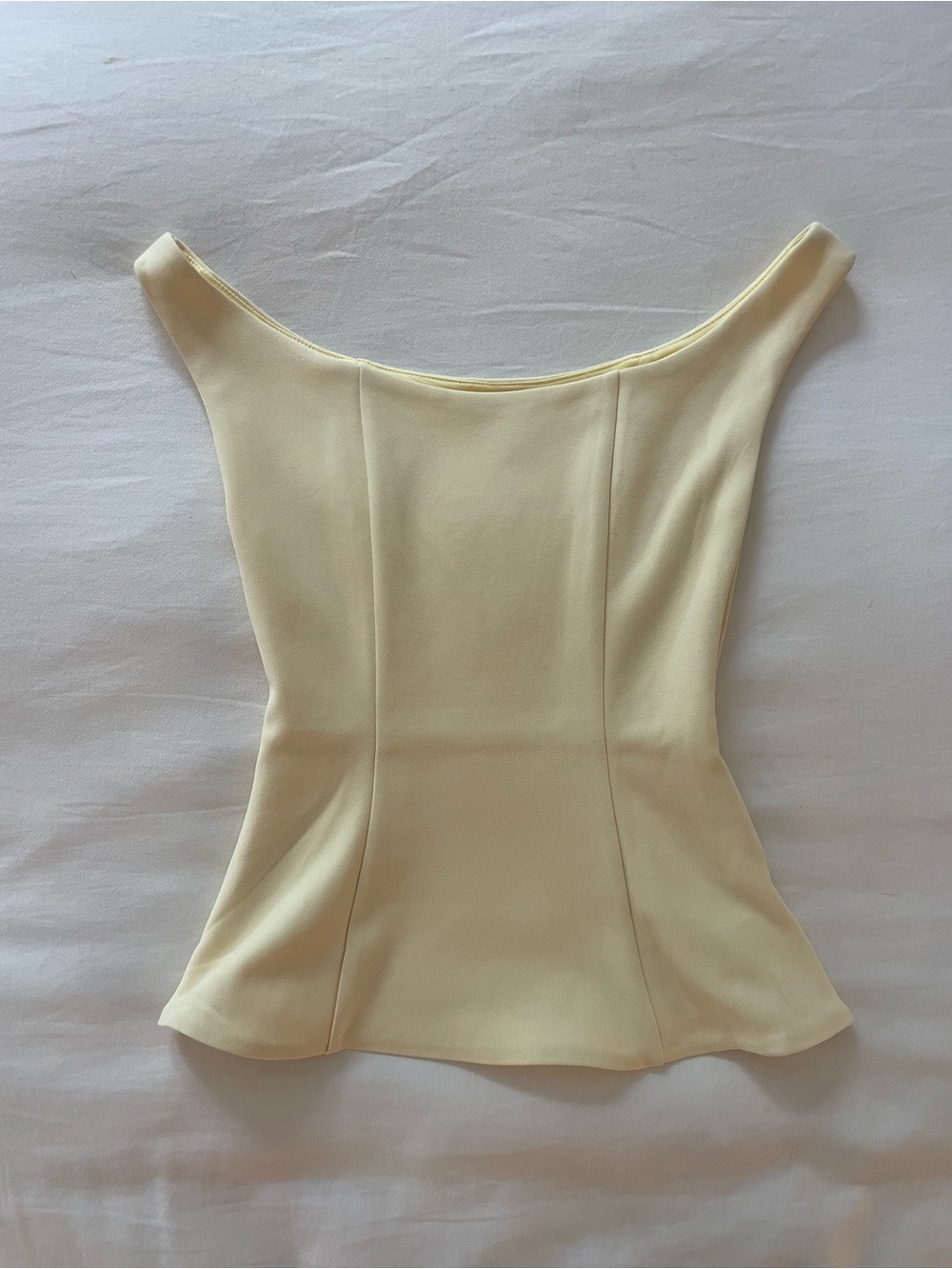 Zara Butter Yellow Spring 2026 Off-Shoulder Peplum Top